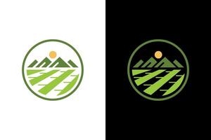 Serene Green Fields and Mountain Landscape vector