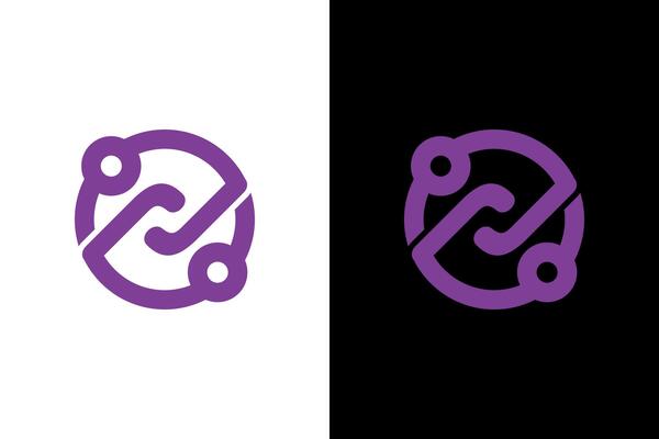 Modern Purple Network Connection Technology Logo