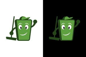 Smiling Green Trash Can Character Mascot vector