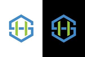 Abstract SH Hexagon Business Logo Design vector