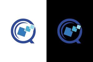 Modern Technology Logo with Pixel Squares vector