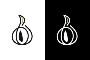 Modern Garlic Logo with Green Leaf Accent vector