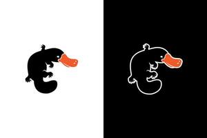 Minimalist Platypus Illustration with Orange Bill vector