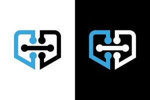 Modern Tech Shield Logo Template Design vector