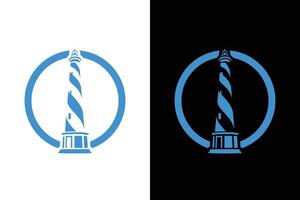 Coastal Lighthouse Logo with Circle vector