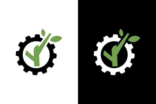 Eco-Friendly Technology Logo with Gear Design