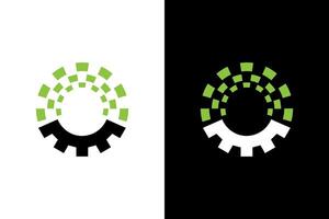 Modern Gear with Green Square Pattern vector