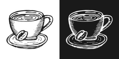 Hand Drawn Coffee Cup with Bean Sketch vector