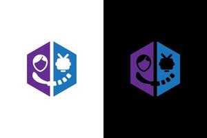 Human and Robot Connection Abstract Logo vector