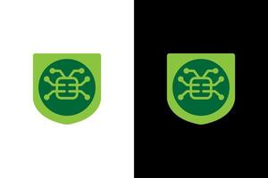 Green Shield Cyber Technology Security Icon vector