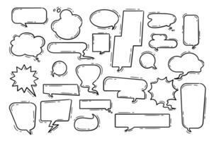 Collection of speech bubbles in doodle style vector