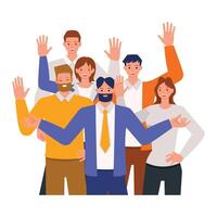 Participant illustration concept. Group of business people character design. vector