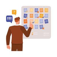 Data collection illustration concept. Business people working in office planning, thinking and economic analysis.Office man character design. vector
