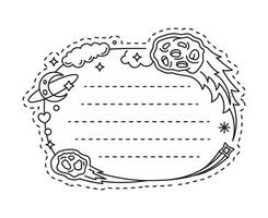Space comet and meteorite kids memo note template vector