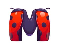 Ladybug insect cartoon font typeset letter M vector