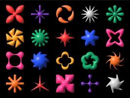 Colorful 3D geometric shapes vector