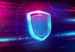 Digital shield graphic on vibrant background vector