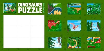 Colorful dinosaurs puzzle for kids vector