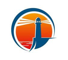 Lighthouse and beacon icon of harbor light house vector
