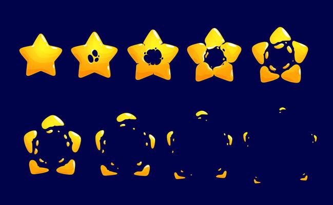 Cartoon golden star sprite animation