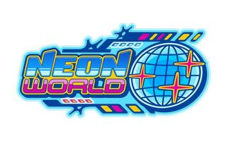 Neon world globe element retro Y2K icon or sign vector
