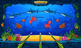 Underwater hunting carnival shoot game, range vector