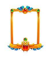 Cartoon Egyptian frame with scarab, gold and gems vector