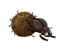 Cartoon funny scarab dung beetle character vector