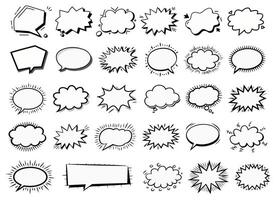 Comic Speech Bubbles and Thought Clouds Set in Black and White for Graphic Design vector