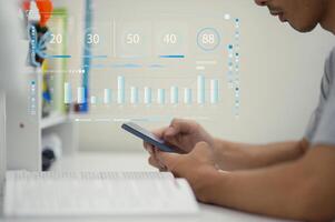Data Analysis and Technology Interaction with Mobile Device Display photo