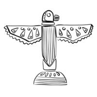 Stylized representation of a bird sculpture with intricate details and a symmetrical design. vector