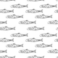 Detailed illustration of fish pattern in a minimalist style on a white background. vector