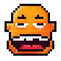 Orange pixel art character with a sleepy expression and exaggerated features, perfect for retro designs and nostalgia vector