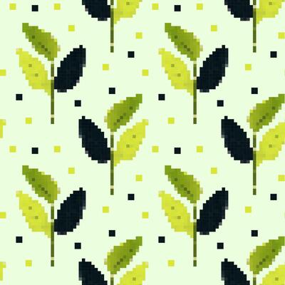 pattern of green leaves with a light background featuring dots and fresh foliage design
