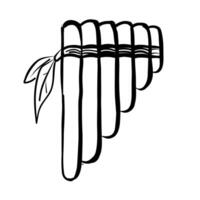 design of musical instruments showcasing a set of pan flutes neatly arranged with a decorative leaf accent vector
