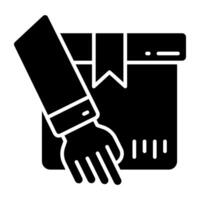 An editable design icon of giving parcel vector