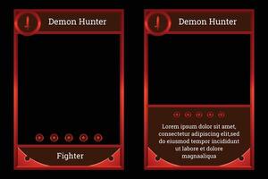 medieval themed card game template with red color symbolizing a brave warrior. card template, border template vector