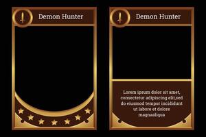 primitive themed card game template with yellow and black colors symbolizing ancient times. card template, border template vector