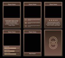 complete game card template with classic fancy theme and yellow and brown shadow color combination, for ui game, trading card game, and player collection card purposes. available with eps 10 files vector