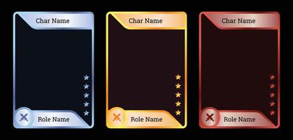 modern luxury game card frame template with blue, gold and ruby colors, for card game template, etc vector