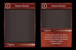 medieval card game template with red color symbolizing a brave warrior. card template, border template vector