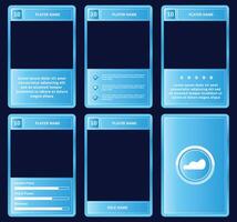 complete game card template with bright sky theme and blue color combination, for ui game, trading card game, and player collection card purposes. available with eps 10 file vector