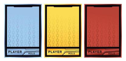 game card template with modern robot chip theme and three color pack option for trading card game, player card collection vector