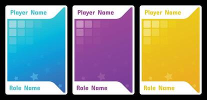 player card template with contrast and colorful theme. card template for trading card game, player card tag, artist and idol card vector