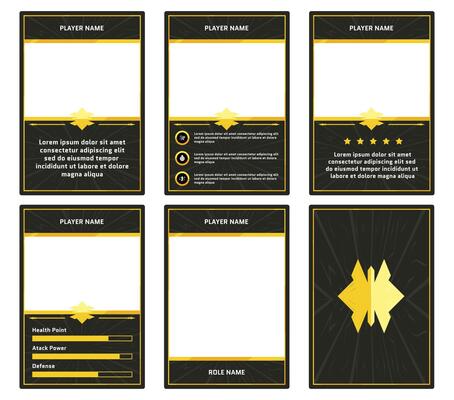 complete game card template with golden zodiac theme and yellow and black color combination, for ui game, trading card game, and player collection cards. available with eps 10 file