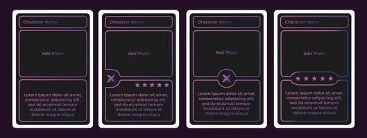 card game template with simple lines and a mix of two colors magenta and purple. for card templates, playing cards and game design vector