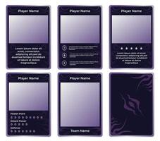 game card border template with smoke shadow theme and purple color gradation. for trading cards, cards in games vector
