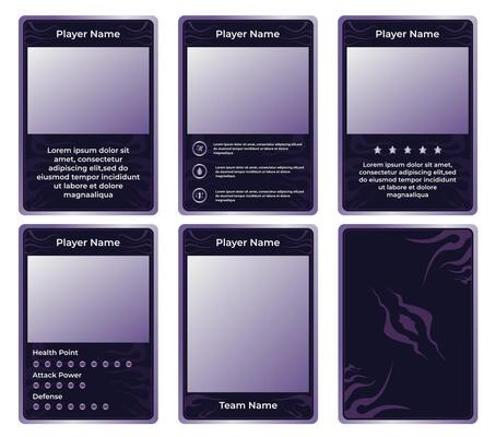 game card border template with smoke shadow theme and purple color gradation. for trading cards, cards in games