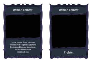 game card border template with ancient dragon scales theme and dark blue color. for trading cards, cards in games vector