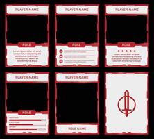 complete game card template with brave knight theme and red and white color combination, for ui game, trading card game, and player collection card purposes. available with 10 eps files vector